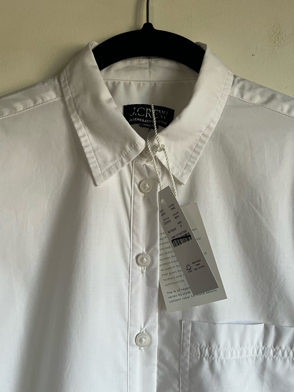 NWT JCrew Cropped Button Up Shirt Size 0 White Regenerative Cotton $118 CD020 - Picture 4 of 14